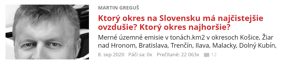 Ktorý okres na Slovensku má najčistejšie ovzdušie?