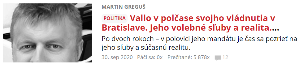 Odpočet Vallovho vládnutia v Bratislave v polovičke volebného obdobia..