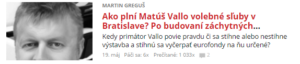 Ako plní Matúš Vallo volebné sľuby v Bratislave? Po budovaní záchytných parkovísk je dostavba električky ďalší „prúser“